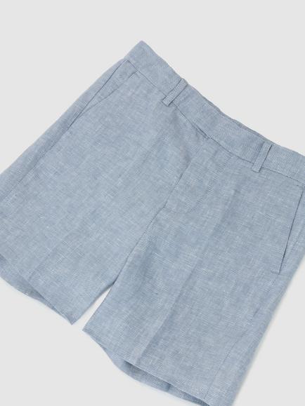 Reiss Kids' Atlantic Linen Shorts, Blue - view 2, Blue