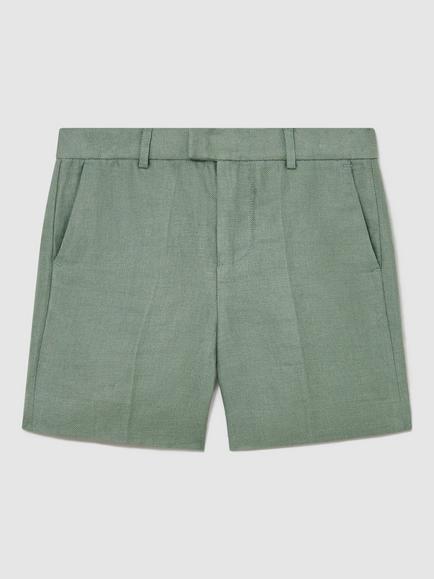 Reiss Kids' Atlantic Linen Shorts, Sage Green, Sage Green