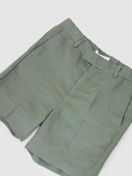 Reiss Kids' Atlantic Linen Shorts, Sage Green - view 2, Sage Green