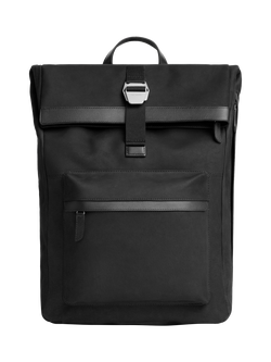 Carl Friedrik City-Hopper Fold Top Leather Backpack, 23L, Black
