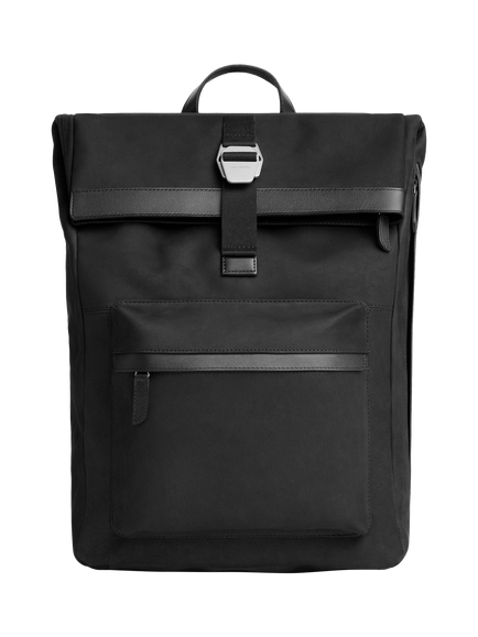 Carl Friedrik City-Hopper Fold Top Leather Backpack, 23L, Black