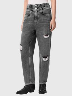 AllSaints Daisy Distressed Tapered Jeans, Washed Grey, Washed Grey