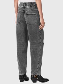 AllSaints Daisy Distressed Tapered Jeans, Washed Grey - view 2, Washed Grey