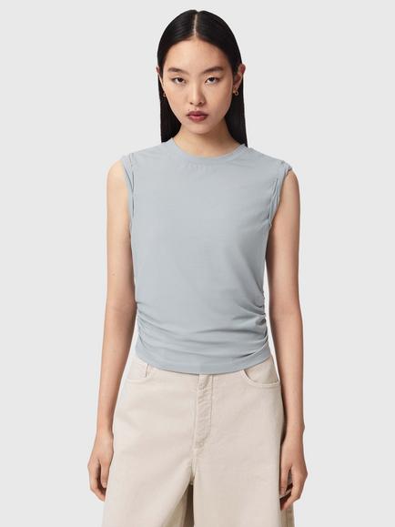 AllSaints West Crew Neck Tank Top, Blue Mid, Blue Mid