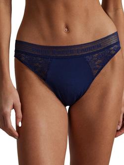 Polo Ralph Lauren Love Collection Lace Bikini Knickers, Navy - view 2, Navy