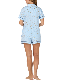 kate spade new york Bee Stripe Button Down Short Pyjama Set, Blue/Multi - view 2, Blue/Multi