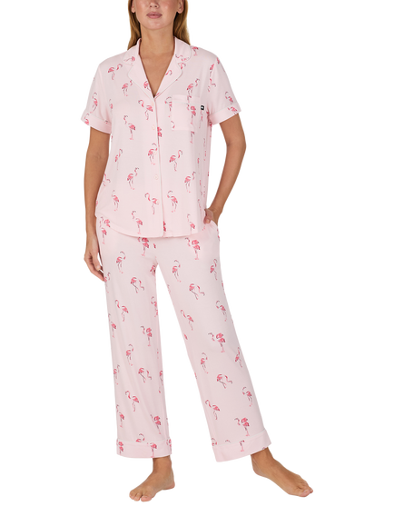 kate spade new york Flamingo Cove Button Down Long Pyjama Set, Pink, Pink