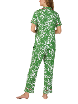 kate spade new york Floral Grove Button Down Long Pyjama Set, White/Green - view 2, White/Green