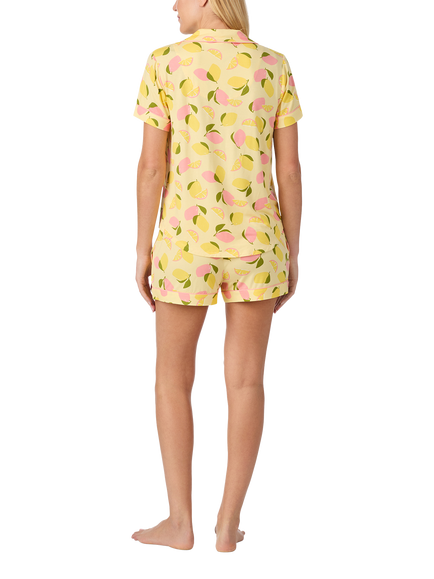 kate spade new york Lemon Party Button Down Short Pyjama Set, Yellow/Pink - view 2, Yellow/Pink