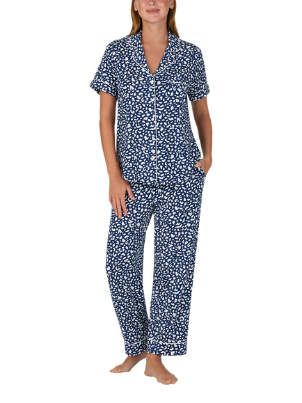 kate spade new york Abstract Spot Button Down Long Pyjama Set, Blue/White, Blue/White