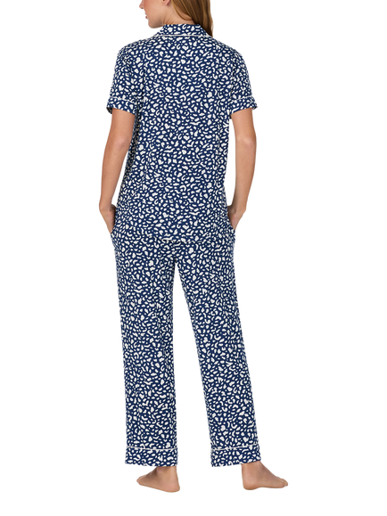 kate spade new york Abstract Spot Button Down Long Pyjama Set, Blue/White - view 2, Blue/White