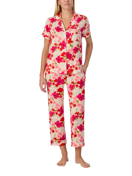 kate spade new york Bountiful Garden Button Down Cropped Pyjama Set, Multi, Multi
