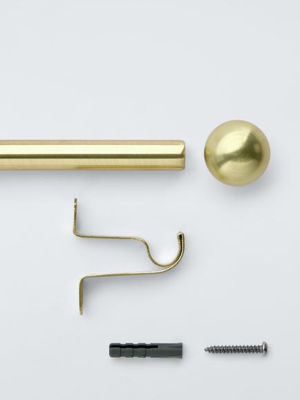 John Lewis Eyelet Fixed Curtain Pole Kit with Ball Finial, Dia.10mm - view 2, Brushed Gold
