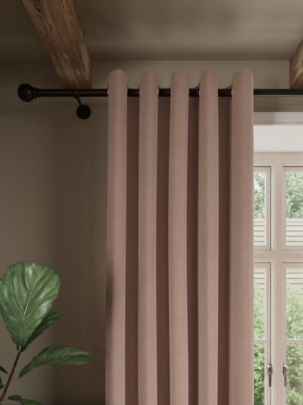John Lewis Matte Velvet Pair Lined Eyelet Curtains, Rosa