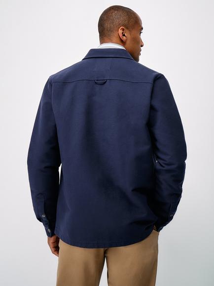 Crew Clothing Heavy Brushed Cotton Regular Fit Shirt, Navy Blue - view 2, Navy Blue