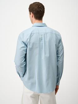 Crew Clothing Timsley Cotton Regular Fit Stripe Oxford Shirt - view 2, Light Blue