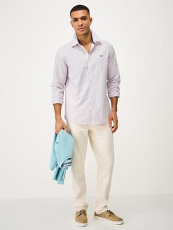 Crew Clothing Timsley Stripe Oxford Shirt, Light Pink/Blue