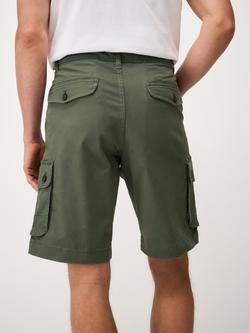 Crew Clothing Cotton Blend Cargo Shorts, Aubergine - view 2, Olive Green