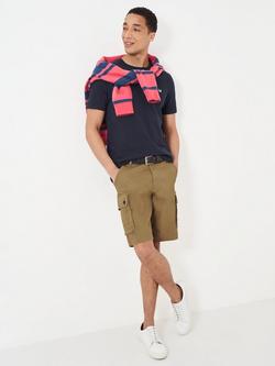 Crew Clothing Cotton Blend Cargo Shorts, Aubergine, Tan