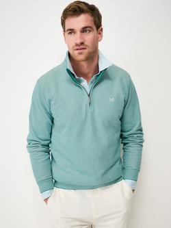 Crew Clothing Birdseye Half Zip Jumper, Dark Green