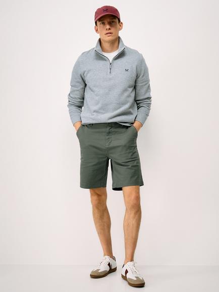 Crew Clothing French Rib Half Zip Jumper, Graphite Grey