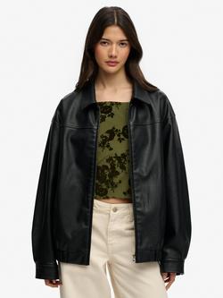 Superdry Collared Oversized Bomber Jacket, Black