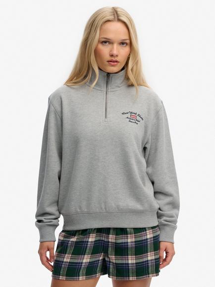 Superdry Athletic Essentials Graphic Half Zip Sweatshirt, Grey Marl, Grey Marl