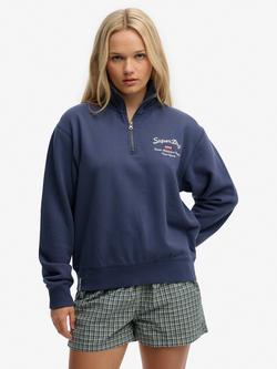 Superdry Athletic Essentials Graphic Half Zip Sweatshirt, Mariner Navy, Mariner Navy