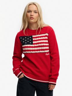 Superdry Athletic Essentials Americana Flag Jumper, Varsity Red, Varsity Red