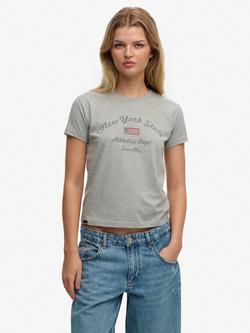 Superdry Athletic Essentials Fitted Graphic T-Shirt, Grey Marl