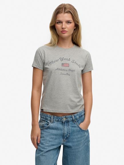 Superdry Athletic Essentials Fitted Graphic T-Shirt, Grey Marl