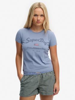 Superdry Athletic Essentials Fitted Graphic T-Shirt, Tidal Blue