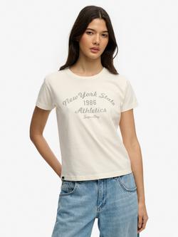 Superdry Athletic Essentials Fitted Graphic T-Shirt, Desert Bone