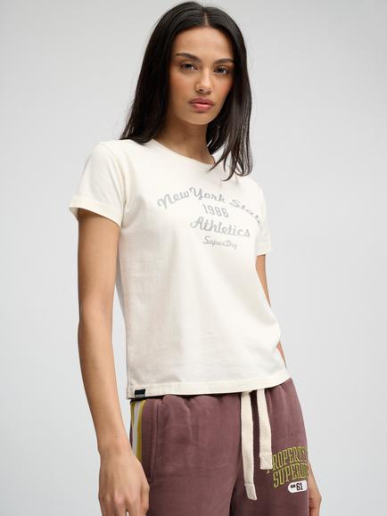 Superdry Athletic Essentials Fitted Graphic T-Shirt, Desert Bone