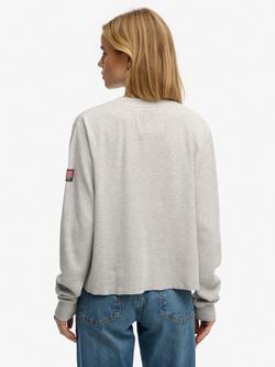 Superdry Athletic Essential Graphic Long Sleeve Top, Glacier Grey Marl - view 2, Glacier Grey Marl