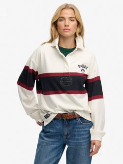 Superdry Heritage Stripe Rugby Top, Off White