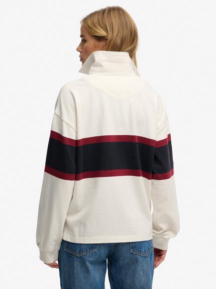 Superdry Heritage Stripe Rugby Top - view 2, Off White