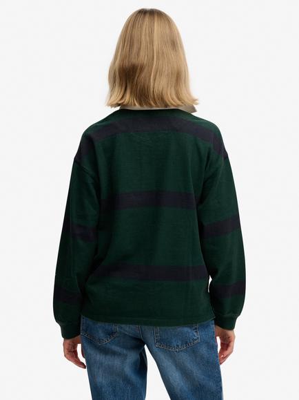 Superdry Heritage Stripe Rugby Top, Varsity Green - view 2, Varsity Green