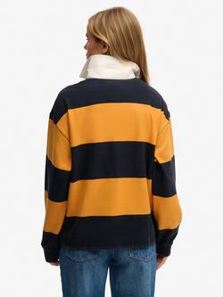 Superdry Heritage Stripe Rugby Top - view 2, Navy/Track Gold