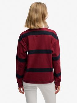 Superdry Heritage Stripe Rugby Top - view 2, Port Red/Navy