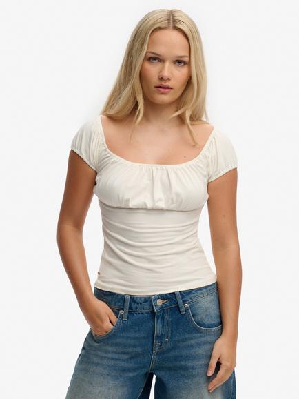 Superdry Athletic Essentials Ruched Top, Off White