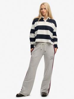 Superdry Athletic Essentials Stripe Flare Joggers, Grey Marl, Grey Marl