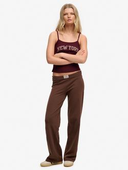 Superdry Athletic Essentials Fold Over Joggers, Chestnut Brown