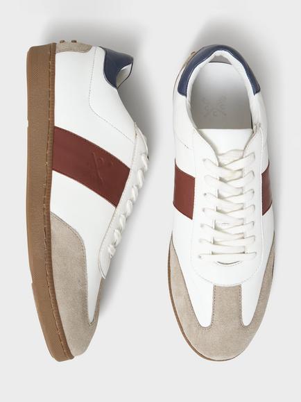 Crew Clothing Boat Detail Leather Trainers, Multi White - view 2, Multi White