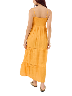 Accessorize Shimmer Smocked Midi Dress, Gold - view 2, Gold