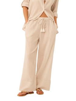 Accessorize Shimmer Stripe Tassel Trousers, Gold, Gold