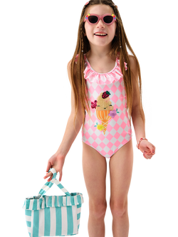 Angels by Accessorize Kids' Sequin Ice Cream Swimsuit, Pink, Pink