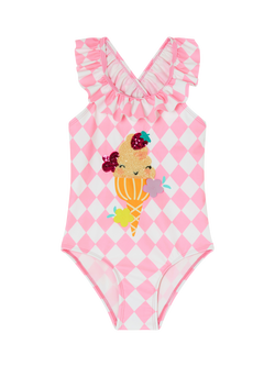 Angels by Accessorize Kids' Sequin Ice Cream Swimsuit, Pink - view 2, Pink