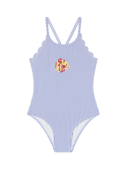 Angels by Accessorize Kids' Striped Glitter Fish Swimsuit, Blue, Blue