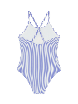 Angels by Accessorize Kids' Striped Glitter Fish Swimsuit, Blue - view 2, Blue
